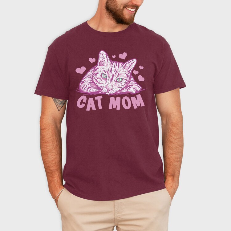 Cat Mom Pink, Tricou Barbati (Unisex)