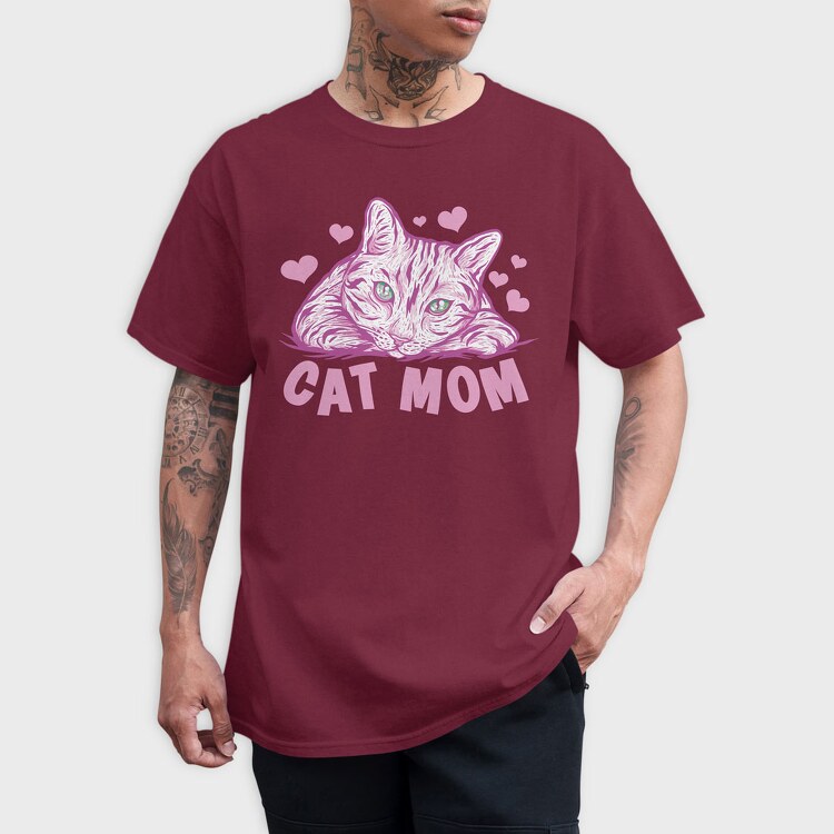 Cat Mom Pink, Tricou Barbati (Unisex)
