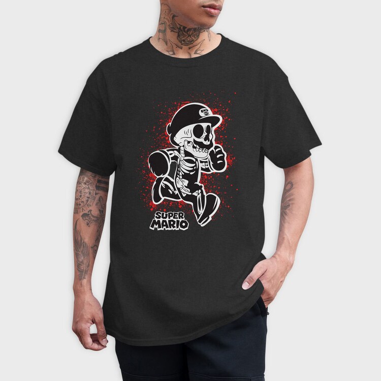 Super Mario Skeleton Blood Splatter, Tricou Barbati (Unisex)