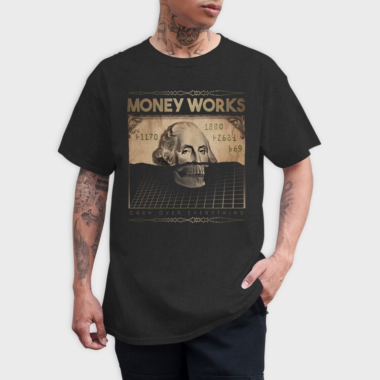 Money Works Bill Skull, Tricou Barbati (Unisex)