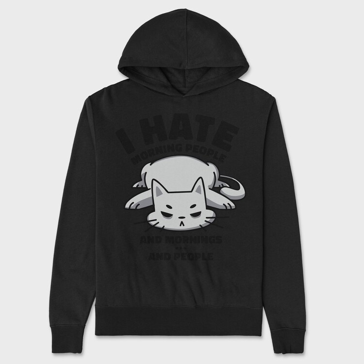 Cat Morning People, Hanorac Oversize Barbati (Unisex)