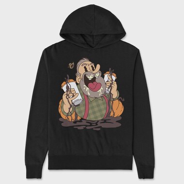 Cartoon Coffee Pumpkin, Hanorac Oversize Barbati (Unisex)