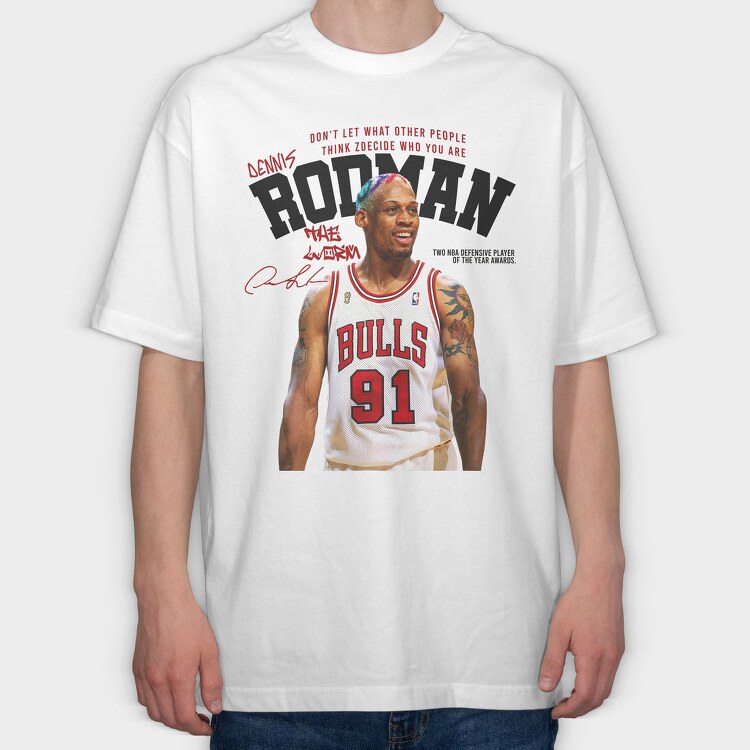 Dennis Rodman Bulls, Tricou Oversize Barbati (Unisex)