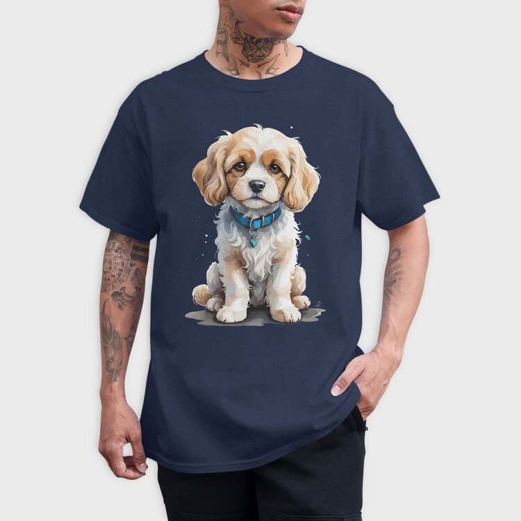 Cavachon Dog Watercolor, Tricou Barbati (Unisex)