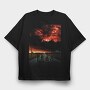 Motorcycle Riders Sunset, Tricou Oversize Barbati (Unisex)