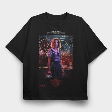 Stranger Things Fireworks, Tricou Oversize Barbati (Unisex)