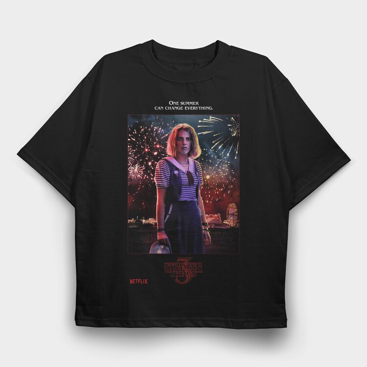 Stranger Things Fireworks, Tricou Oversize Barbati (Unisex)