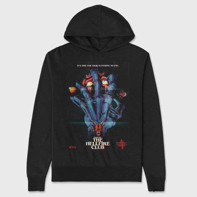 Stranger Things Hellfire, Hanorac Oversize Barbati (Unisex)