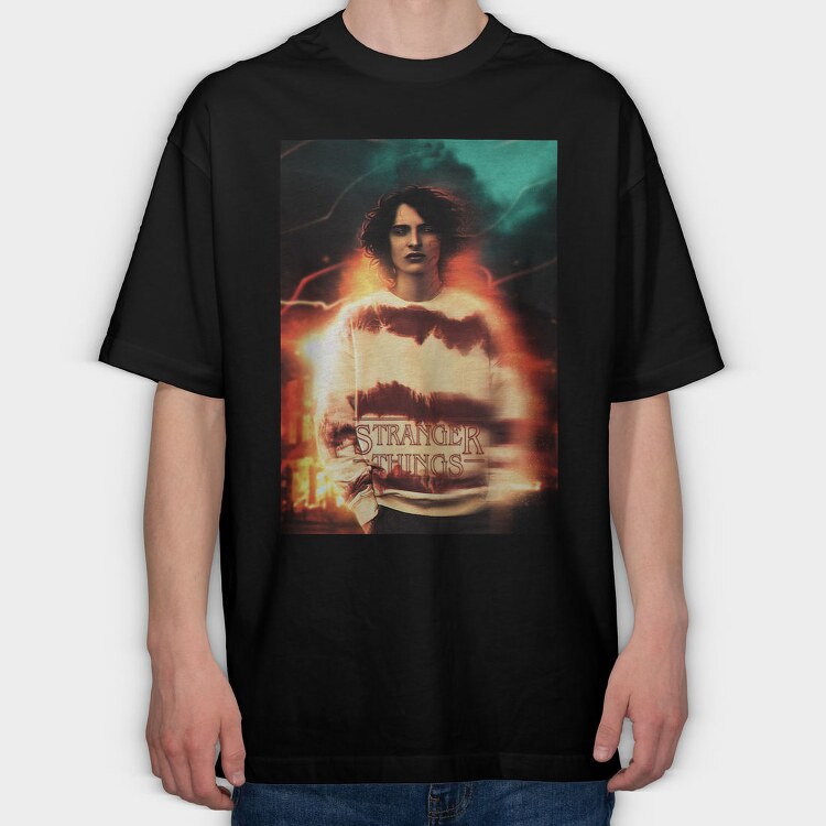 Stranger Things Flame, Tricou Oversize Barbati (Unisex)