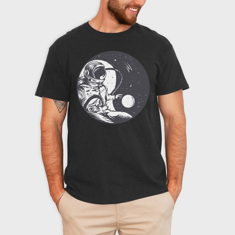 Astronaut Yin Yang, Tricou Barbati (Unisex)