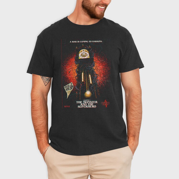 Stranger Things Clock Illustration, Tricou Barbati (Unisex)