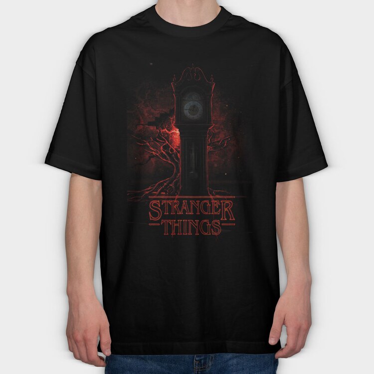 Stranger Things Clock, Tricou Oversize Barbati (Unisex)