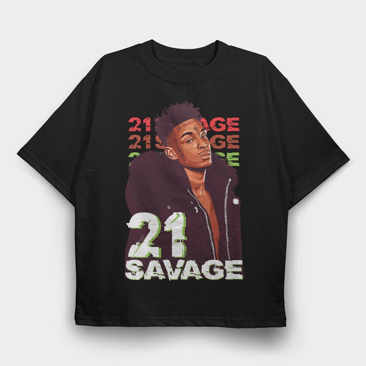 19109 21 Savage Rapper, Tricou Oversize Barbati (Unisex)