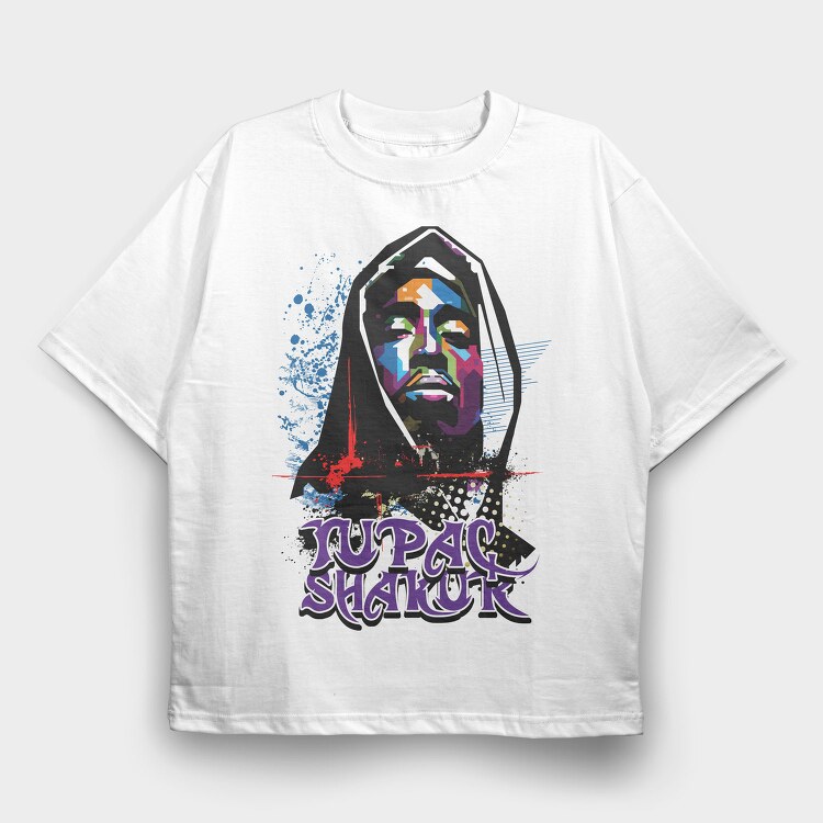 19152 Pac Shakur Graffiti, Tricou Oversize Barbati (Unisex)