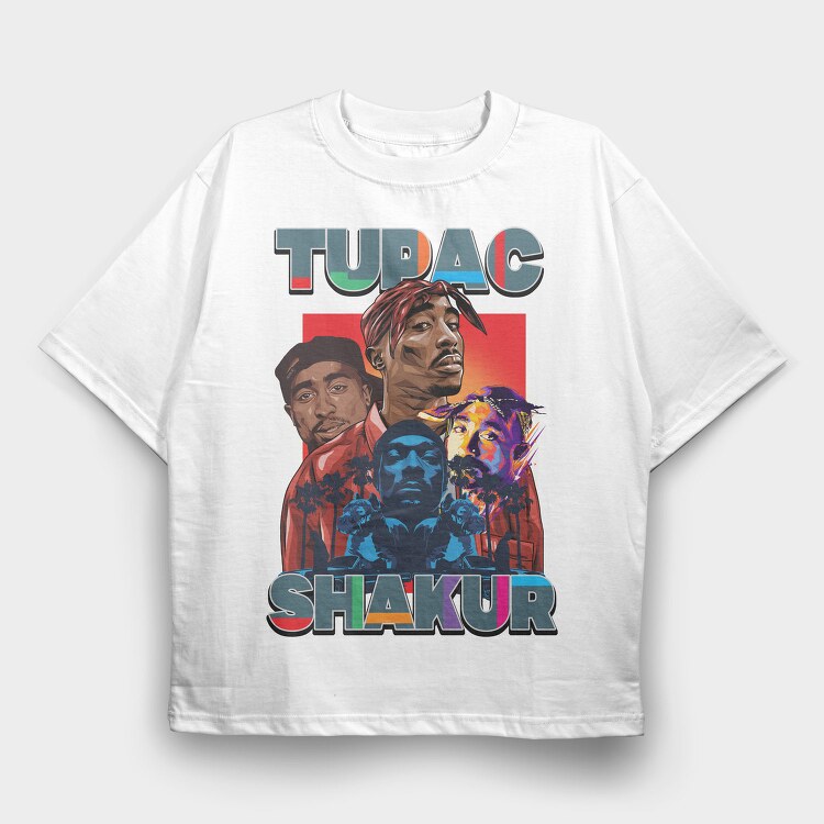 19181 Tupac Shakur Hip Hop, Tricou Oversize Barbati (Unisex)
