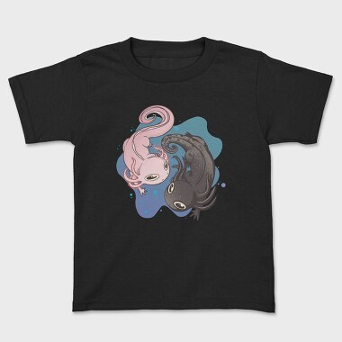 Tricou Copii, Axolotl Black And Pink