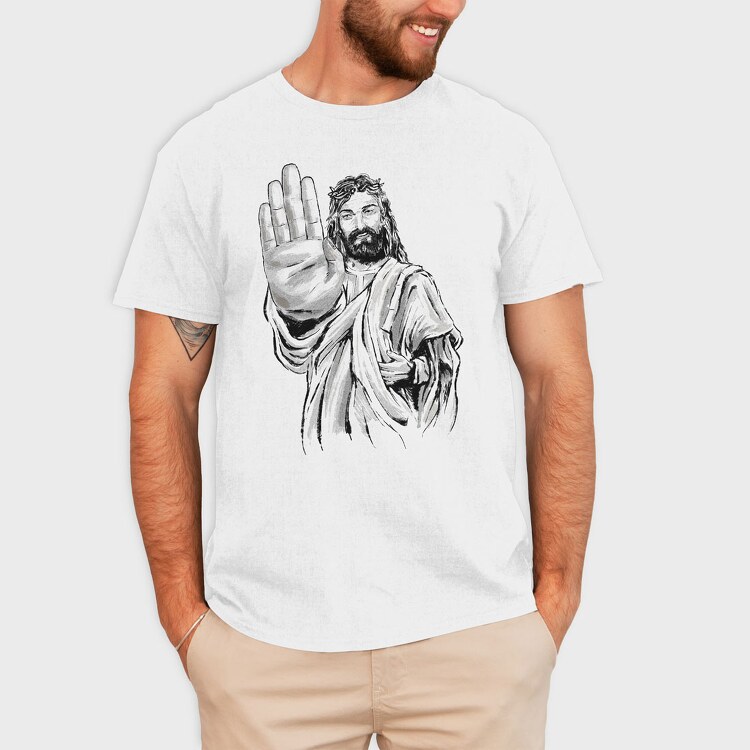 Jesus Stop Sign, Tricou Barbati (Unisex)