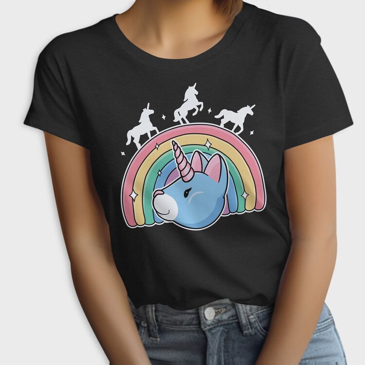 Unicorn Cat Rainbow, Tricou Femei