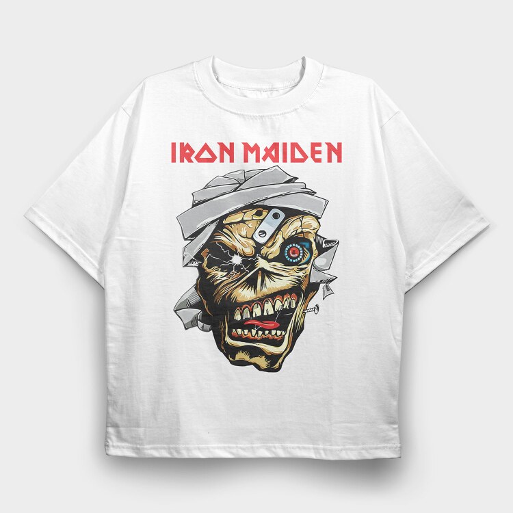 IRON MAIDEN EDDIE METAL, Tricou Oversize Barbati (Unisex)
