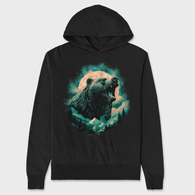 Bear With Mountains Moon, Hanorac Oversize Barbati (Unisex)