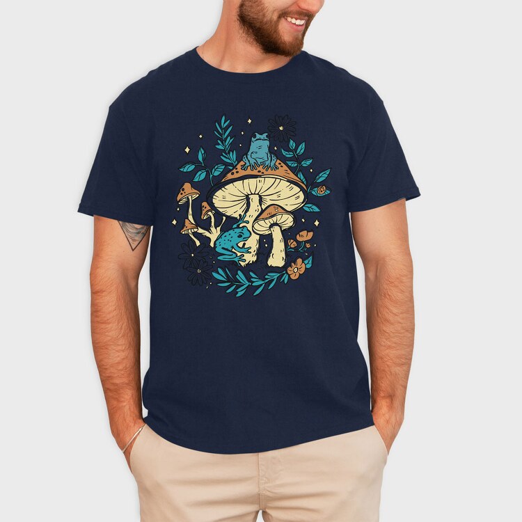 Cottagecore Moshrooms Frogs, Tricou Barbati (Unisex)