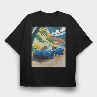 Coastal Speed Car Palm Ocean, Tricou Oversize Barbati (Unisex)