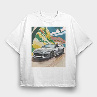 Jaguar F Type Speed Cruise, Tricou Oversize Barbati (Unisex)