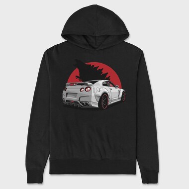 Silver Nissan Gtr Wolf Red Moon, Hanorac Oversize Barbati (Unisex)