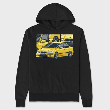 Yellow Bmw 5 Series Fast Mod, Hanorac Oversize Barbati (Unisex)