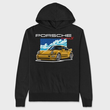 Yellow Porsche Turbo S Night Sky, Hanorac Oversize Barbati (Unisex)