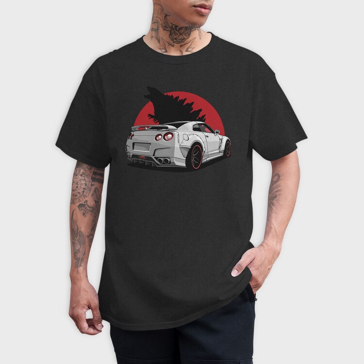 Silver Nissan Gtr Wolf Red Moon, Tricou Barbati (Unisex)