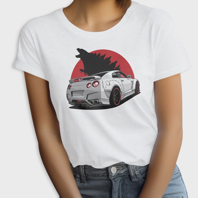 Silver Nissan Gtr Wolf Red Moon, Tricou Femei