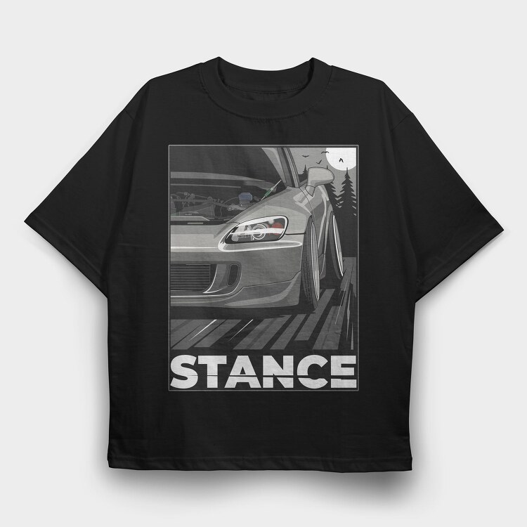 Stance Car Night Road, Tricou Oversize Barbati (Unisex)