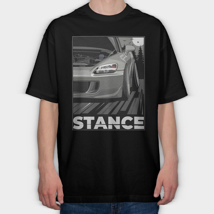 Stance Car Night Road, Tricou Oversize Barbati (Unisex)