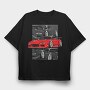Red Nissan 240Sx Stance, Tricou Oversize Barbati (Unisex)