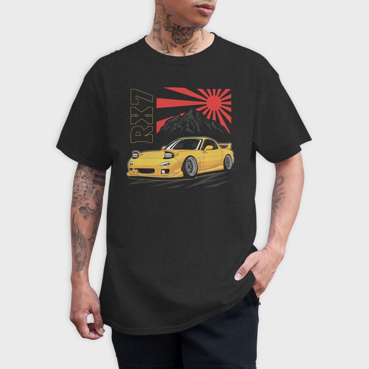 Yellow Nissan Rx7 Fast Metallic, Tricou Barbati (Unisex)