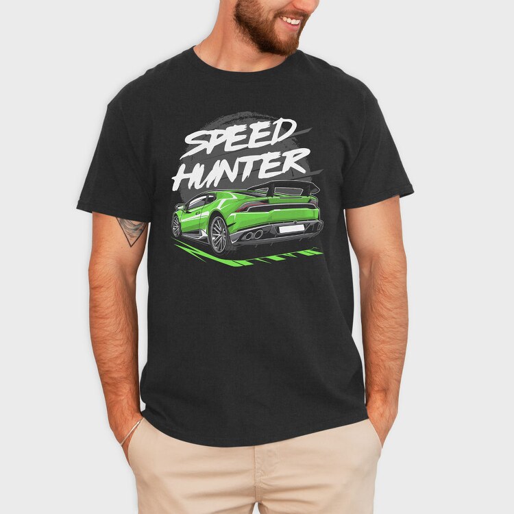 Speed Hunter Car Green Fast, Tricou Barbati (Unisex)