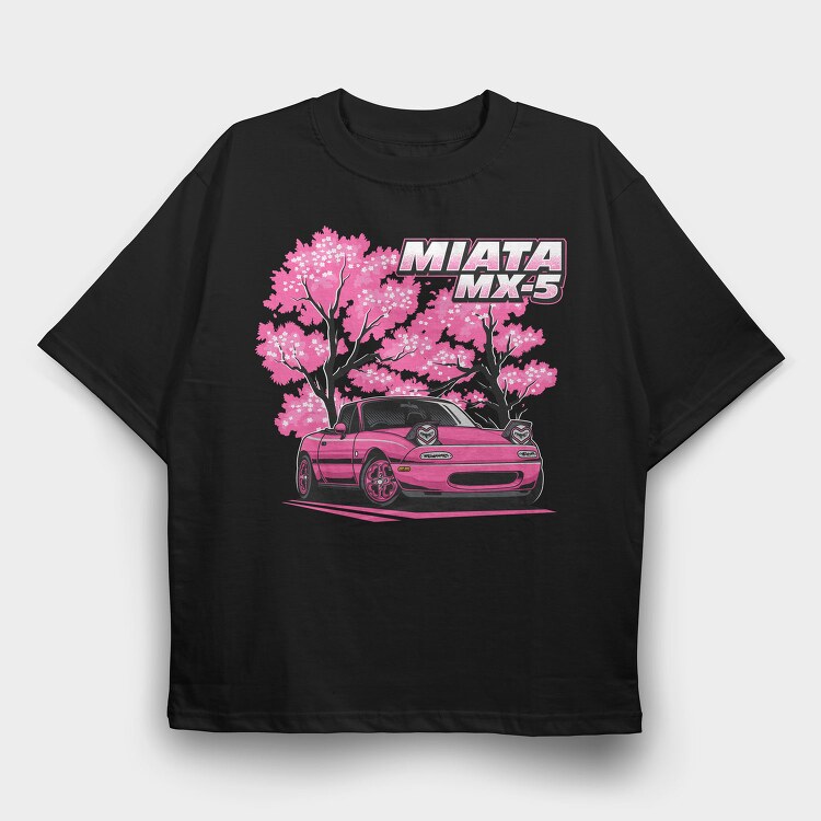 Miata Cherry Blossom, Tricou Oversize Barbati (Unisex)