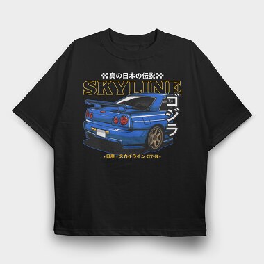 Skyline Gt R Racer, Tricou Oversize Barbati (Unisex)