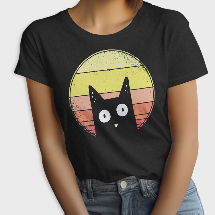 Vintage Sunset Cat, Tricou Femei