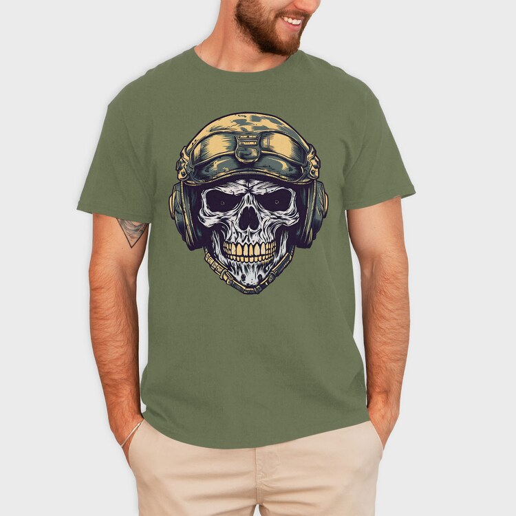 Skull Military Helmet, Tricou Barbati (Unisex)
