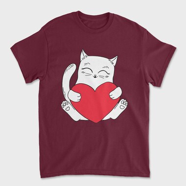 Cat Holding Heart, Tricou Barbati (Unisex)