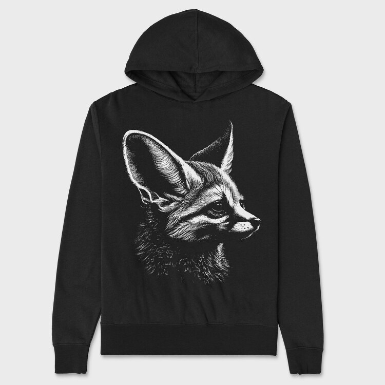 Attentive Fennec Fox, Hanorac Oversize Barbati (Unisex)