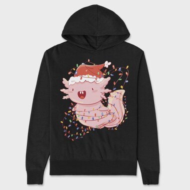 Axolotl Christmas Lights, Hanorac Oversize Barbati (Unisex)