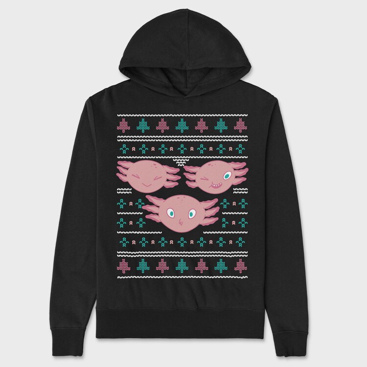 Axolotl Christmas Sweater Ugly, Hanorac Oversize Barbati (Unisex)