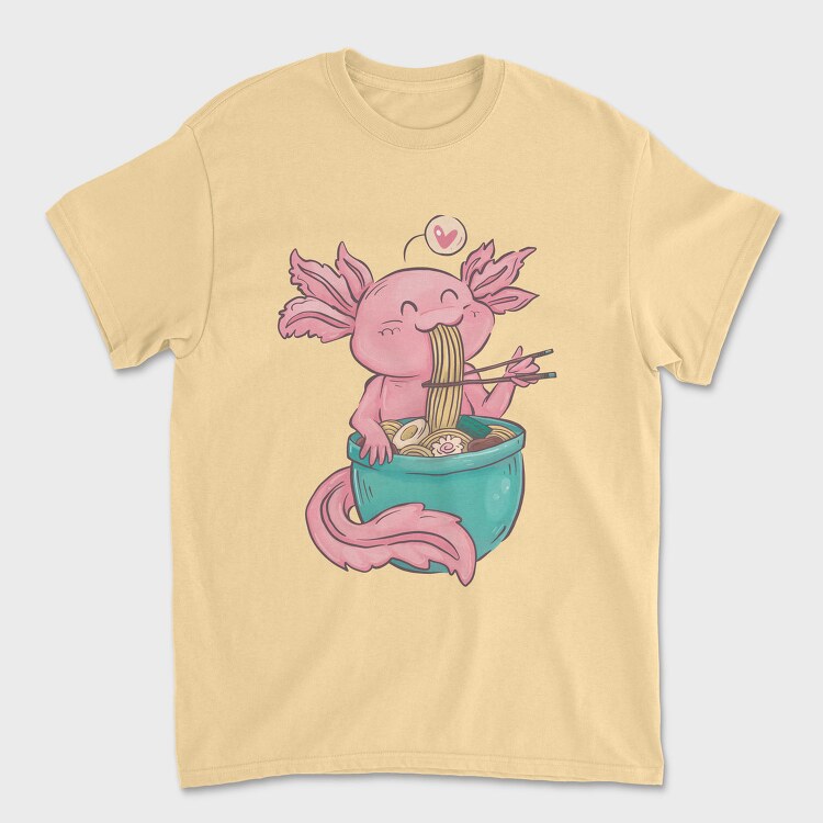 Axolotl Eating Ramen Happy, Tricou Barbati (Unisex)