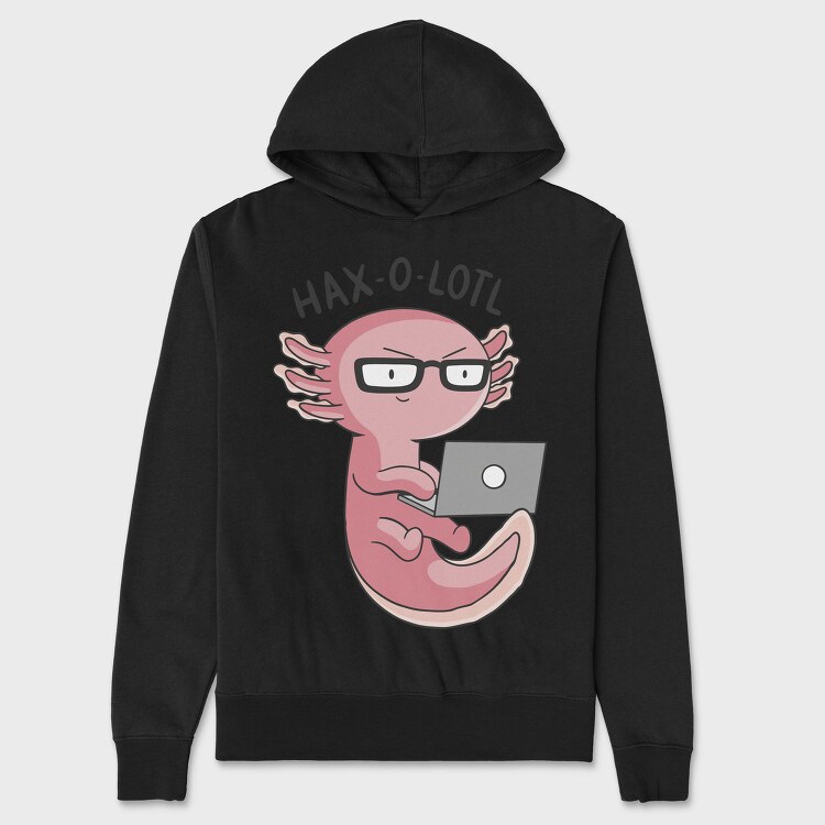 Axolotl Hacker With Computer Haxolotl, Hanorac Oversize Barbati (Unisex)