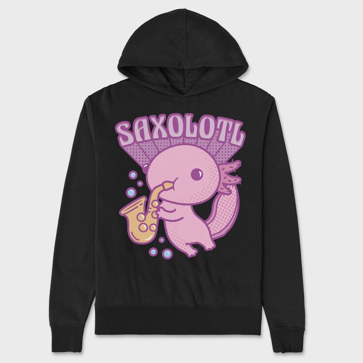 Axolotl Playing Saxophone Saxolotl, Hanorac Oversize Barbati (Unisex)