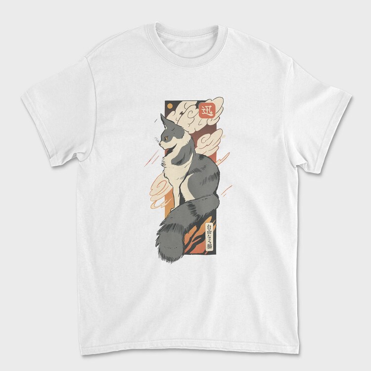 Cat Sunset Japanese Traditional, Tricou Barbati (Unisex)