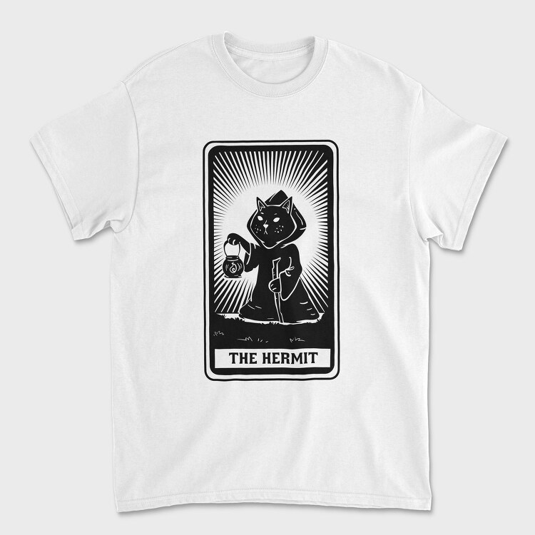 Cat Tarot Card Fantasy The Hermit, Tricou Barbati (Unisex)
